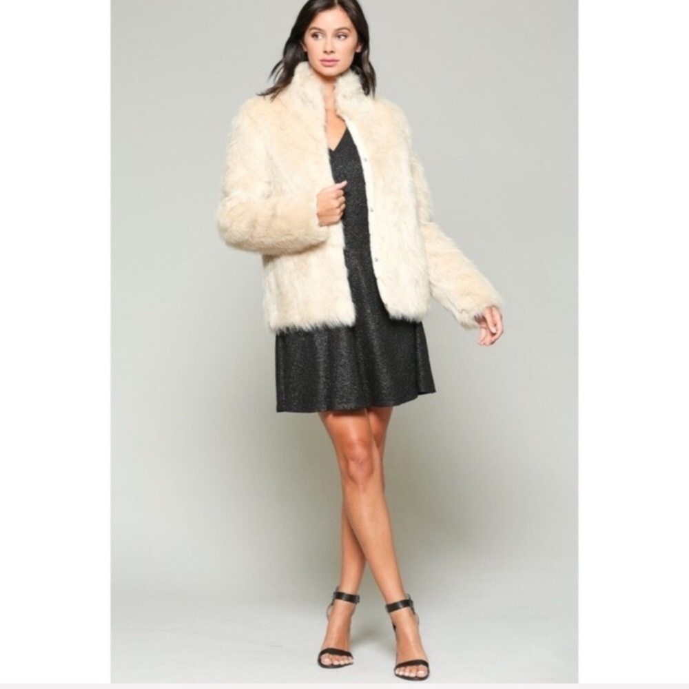 Harlow | Luxe Faux Fur Cream Coat | Cream - Picture 2 of 4